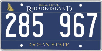 RI license plate 285967