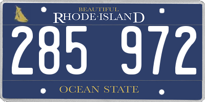 RI license plate 285972