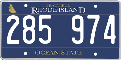 RI license plate 285974