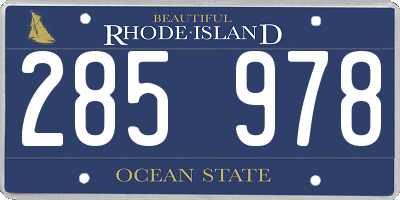 RI license plate 285978