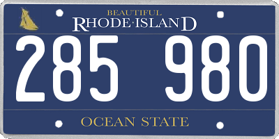 RI license plate 285980