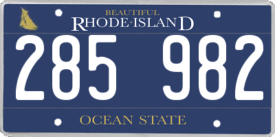 RI license plate 285982
