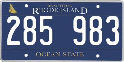 RI license plate 285983