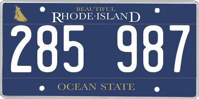 RI license plate 285987