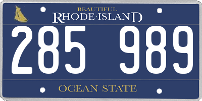 RI license plate 285989