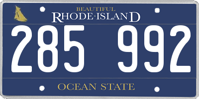 RI license plate 285992