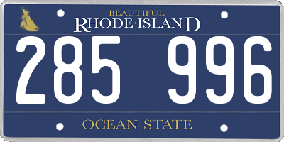 RI license plate 285996