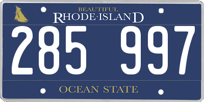 RI license plate 285997