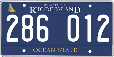 RI license plate 286012