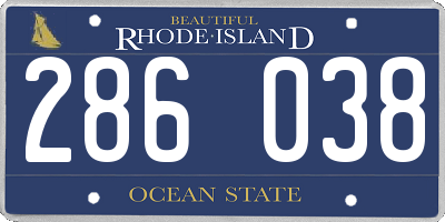 RI license plate 286038
