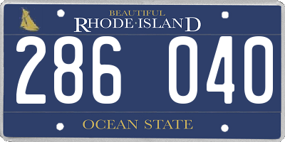 RI license plate 286040