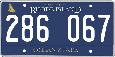 RI license plate 286067