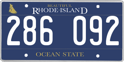 RI license plate 286092