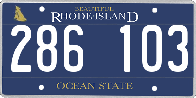 RI license plate 286103
