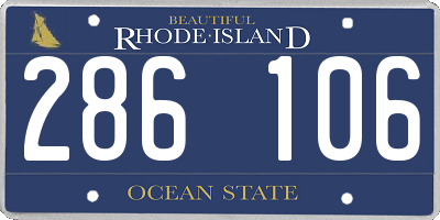 RI license plate 286106