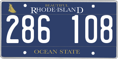 RI license plate 286108