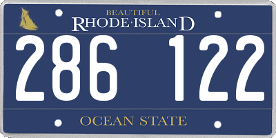 RI license plate 286122