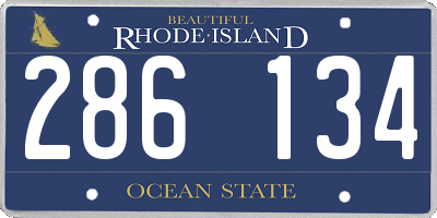 RI license plate 286134