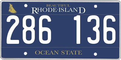 RI license plate 286136