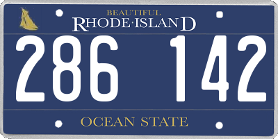RI license plate 286142