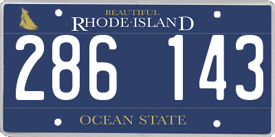 RI license plate 286143