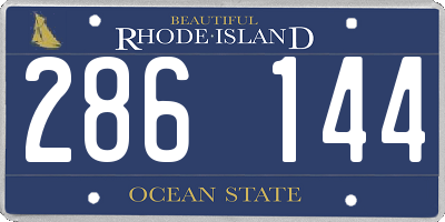 RI license plate 286144