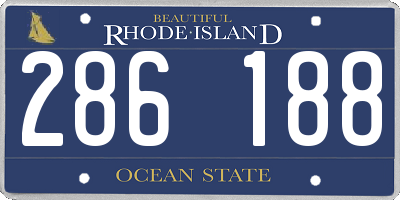 RI license plate 286188