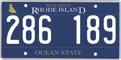 RI license plate 286189