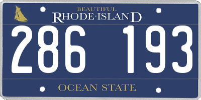 RI license plate 286193