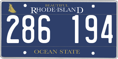 RI license plate 286194