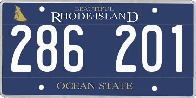 RI license plate 286201