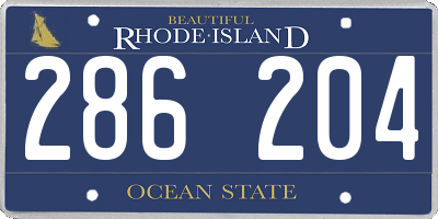 RI license plate 286204