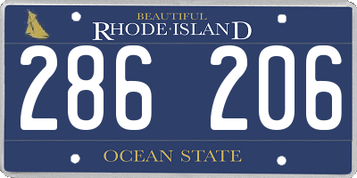 RI license plate 286206