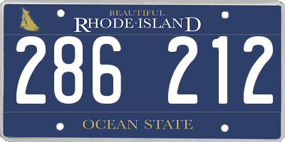 RI license plate 286212