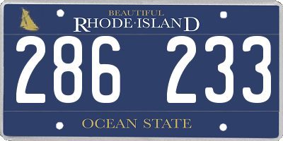 RI license plate 286233