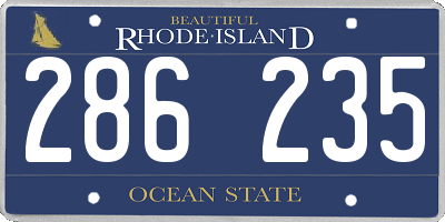 RI license plate 286235