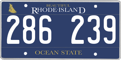 RI license plate 286239