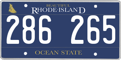 RI license plate 286265