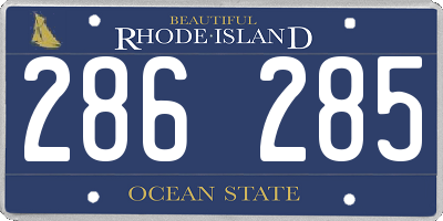 RI license plate 286285