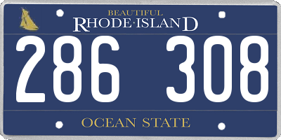 RI license plate 286308