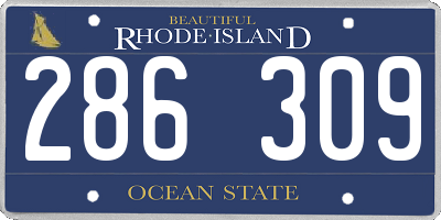 RI license plate 286309