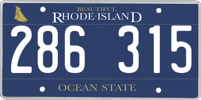 RI license plate 286315