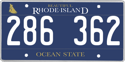 RI license plate 286362