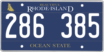 RI license plate 286385