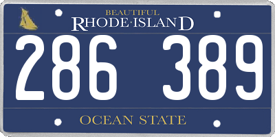 RI license plate 286389