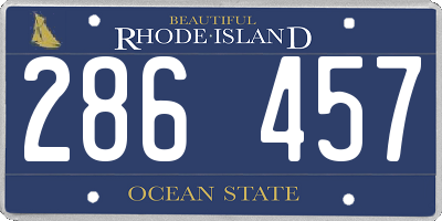 RI license plate 286457