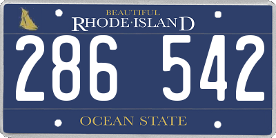 RI license plate 286542