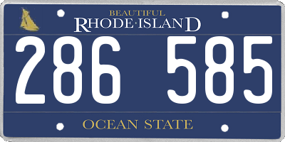 RI license plate 286585