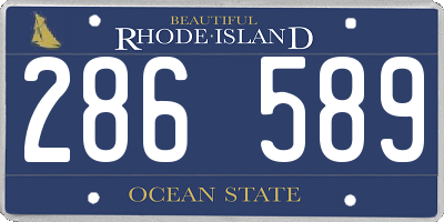 RI license plate 286589
