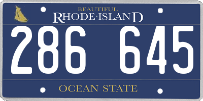 RI license plate 286645